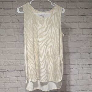 New Directions (L) NWT Sleeveless Cream Zebra Print Top